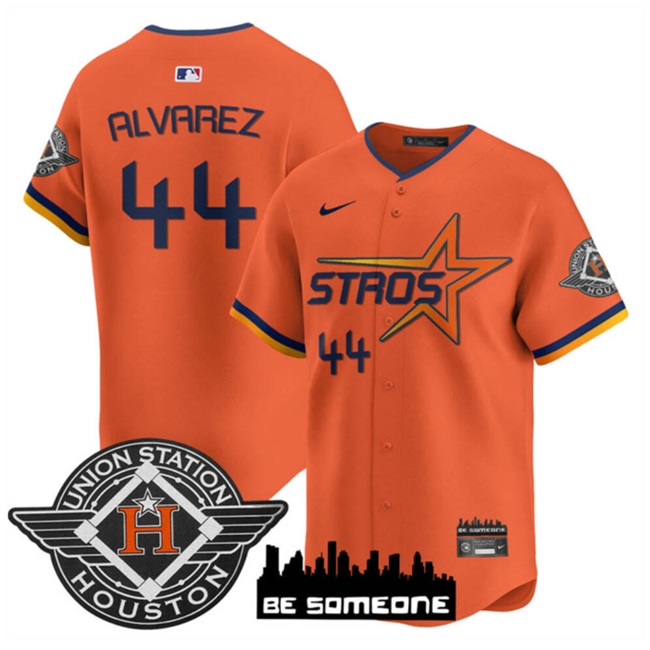 Men's Houston Astros #44 Yordan Alvarez Orange 2025 City Connect Limited Stitched Baseball Jersey
